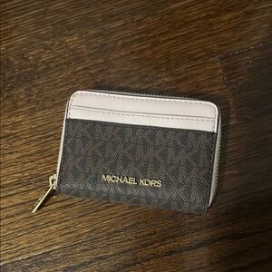 Michael Kors Tan and Pink Wallet with Gold Accents
